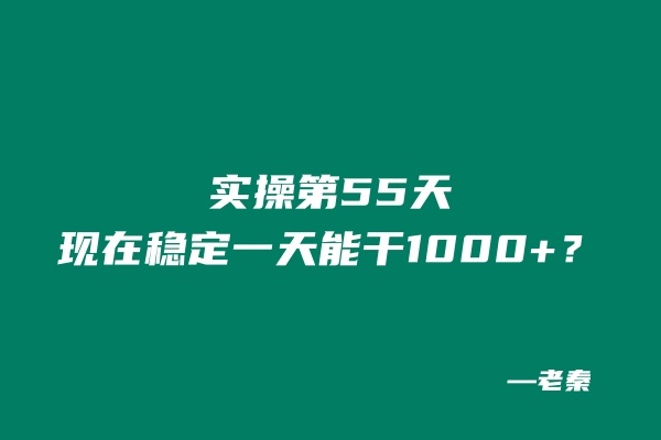 实操第55天，现在稳定一天能干1000+？ 老秦