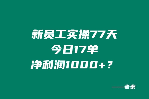 新员工实操77天，今日17单，净利润1000+？ 老秦